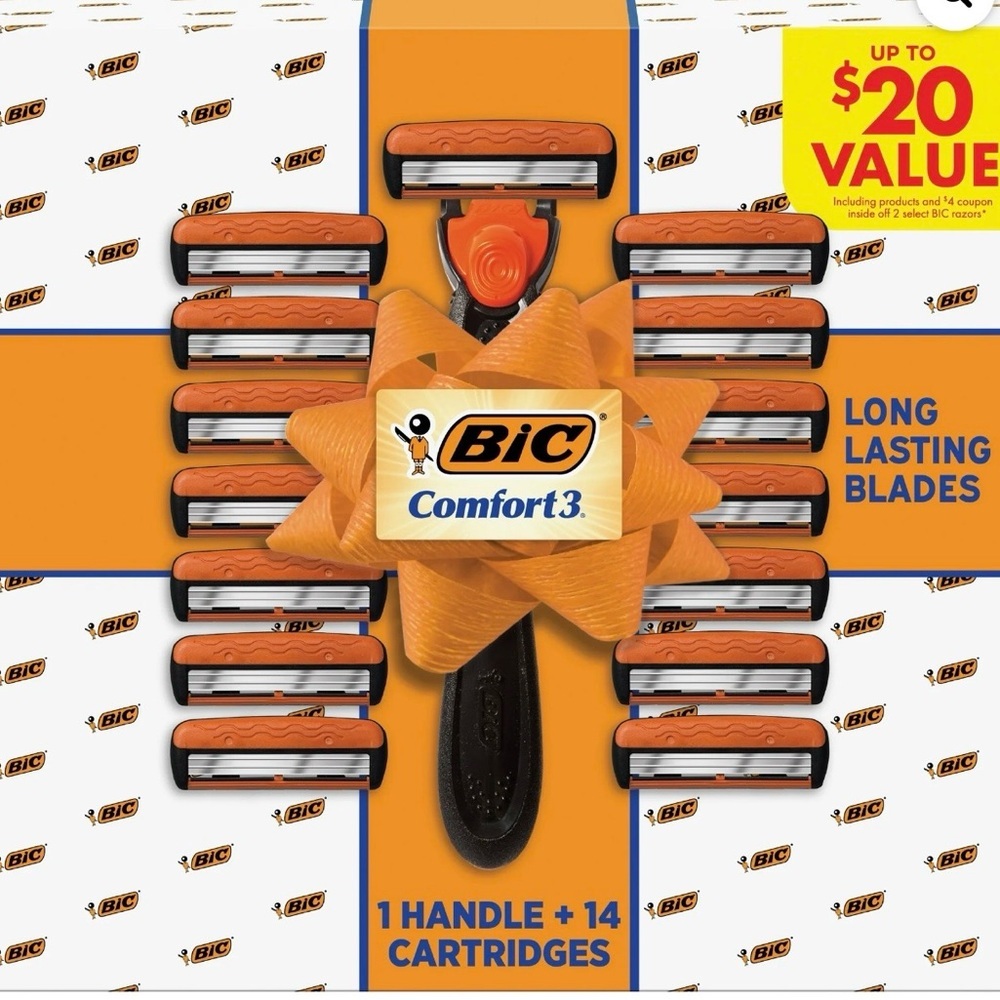 BIC Comfort 3 Refillable Men's 3-Blade Manual Razors, 1 Handle and 14 Cartridges
